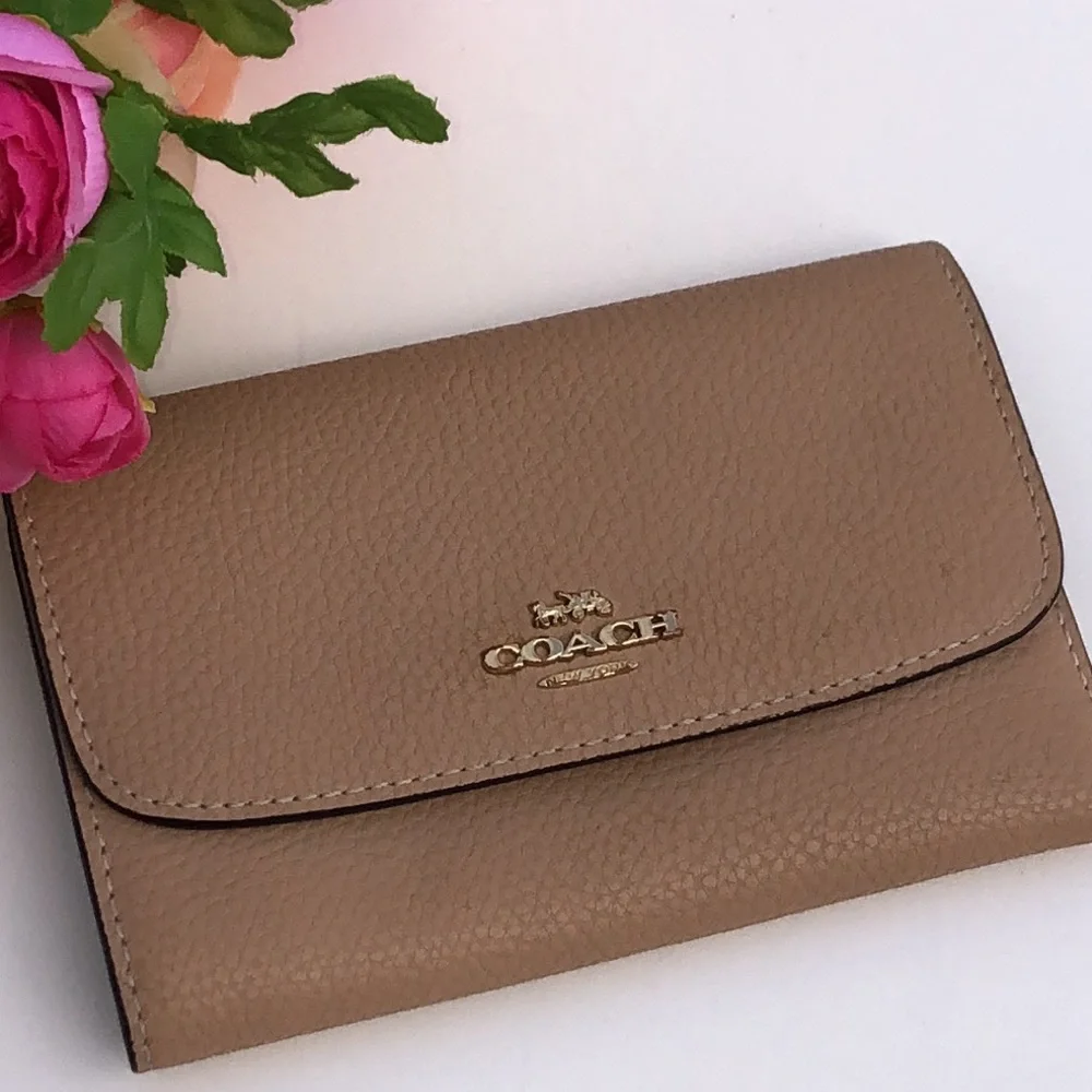 Coach Pale Pink Pebbled Leather Coach Wallet Soft Pink Coach Wallet Snap